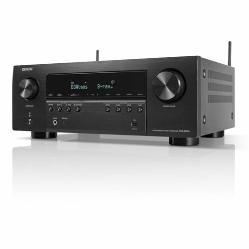 Denon AV receiver with digital display and control knobs