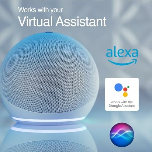 Smart speaker compatible with Alexa, Google Assistant, and Siri.